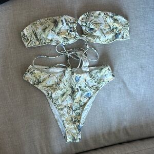 Abercrombie clinched bandeau swim top & high waist cheeky bottoms